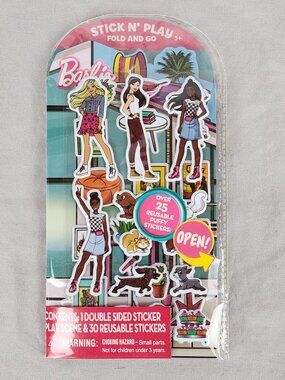 Barbie Reusable Sticker Stick N Play Fold And Go Play Set